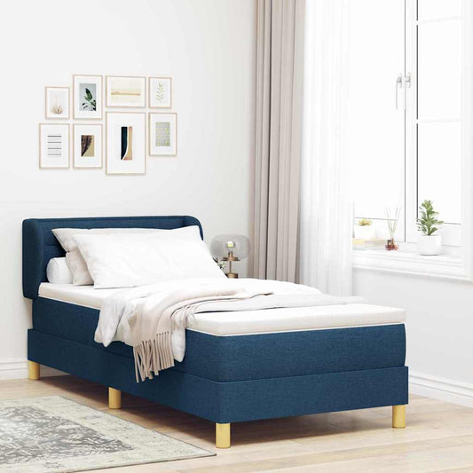 vidaXL Κρεβάτι με ελατήρια με στρώμα Μπλε 90 x 190 cm ύφασμα