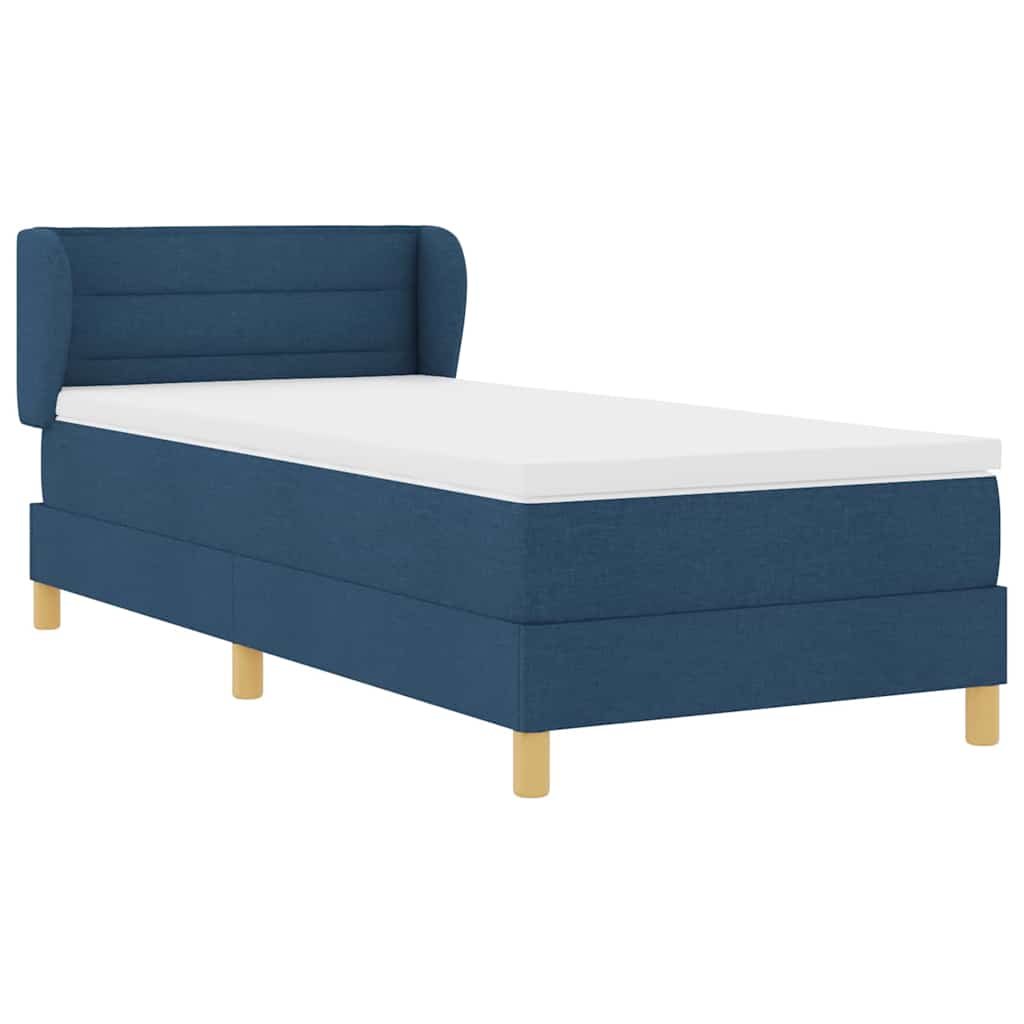 vidaXL Κρεβάτι με ελατήρια με στρώμα Μπλε 90 x 190 cm ύφασμα