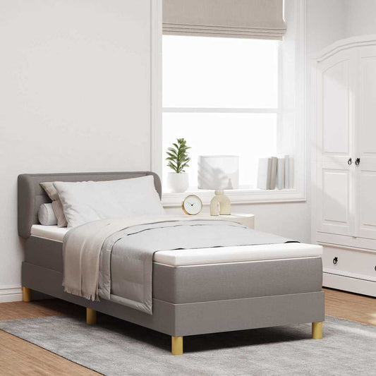 vidaXL Κρεβάτι με ελατήρια με στρώμα Taupe 90 x 200 cm ύφασμα