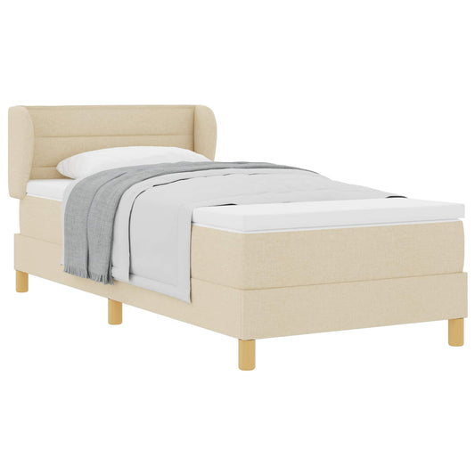 vidaXL Κρεβάτι με ελατήρια με στρώμα Κρεμ 100 x 200 cm ύφασμα