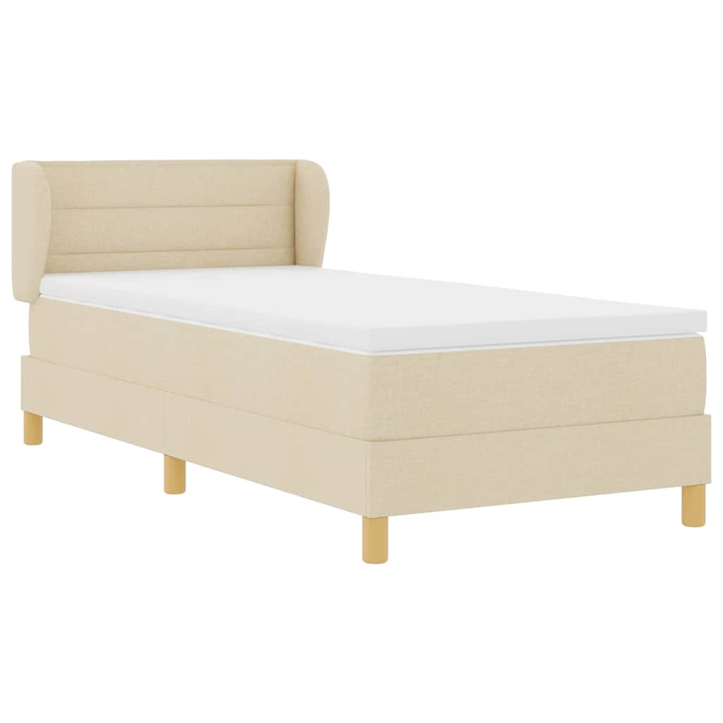 vidaXL Κρεβάτι με ελατήρια με στρώμα Κρεμ 100 x 200 cm ύφασμα