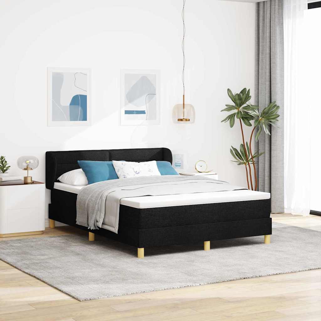 vidaXL Κρεβάτι με ελατήρια με στρώμα Μαύρο 140 x 190 cm ύφασμα