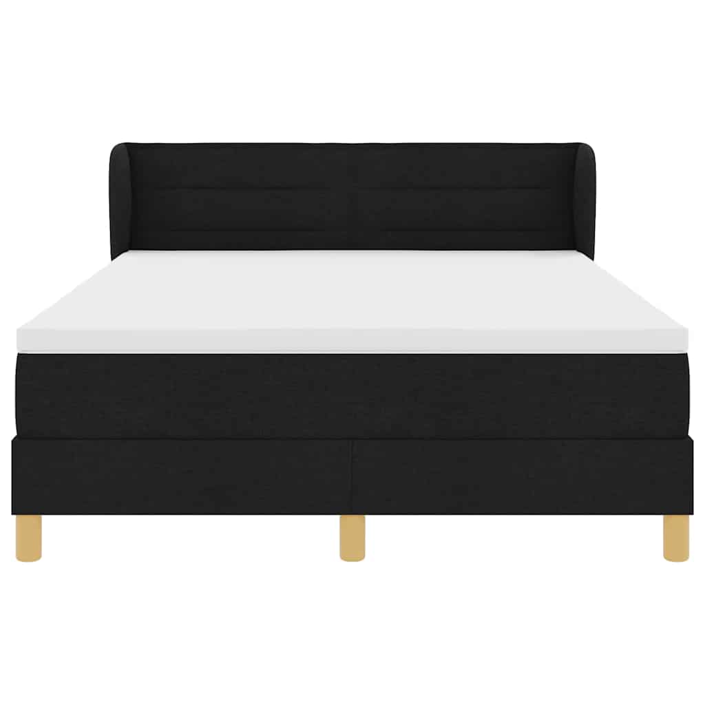 vidaXL Κρεβάτι με ελατήρια με στρώμα Μαύρο 140 x 190 cm ύφασμα