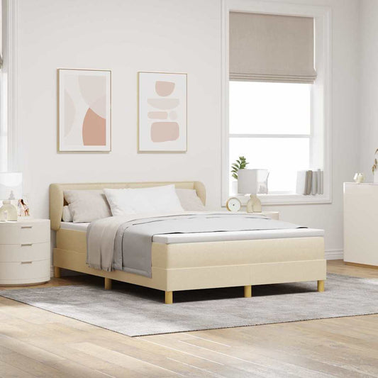 vidaXL Κρεβάτι με ελατήρια με στρώμα Κρεμ 140 x 190 cm ύφασμα