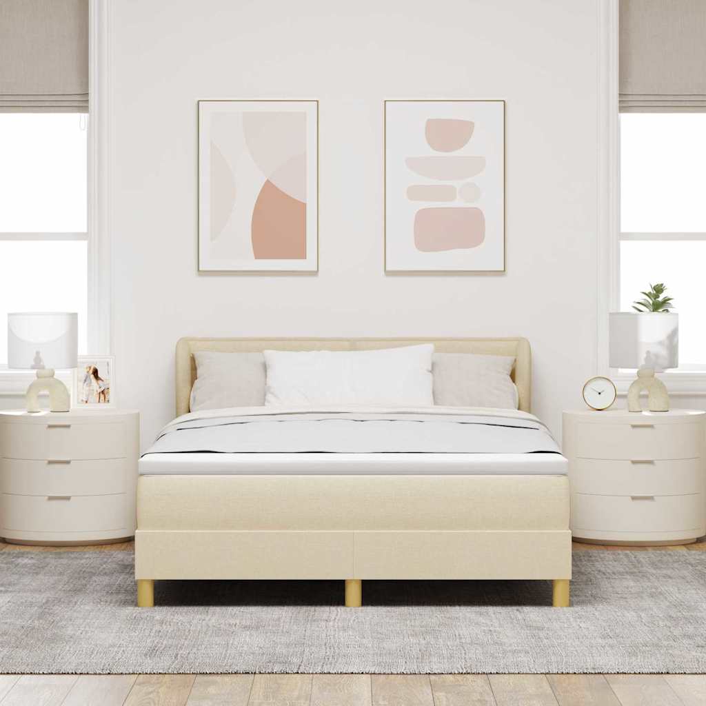vidaXL Κρεβάτι με ελατήρια με στρώμα Κρεμ 140 x 190 cm ύφασμα