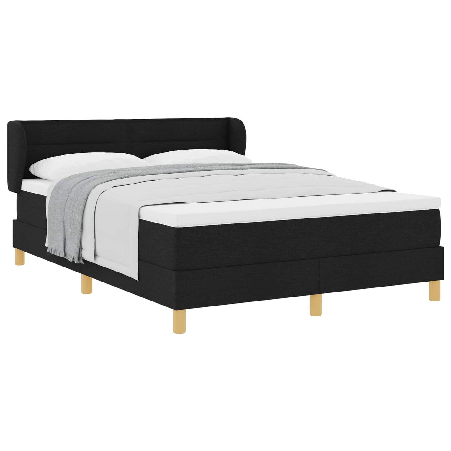 vidaXL Κρεβάτι με ελατήρια με στρώμα Μαύρο 140 x 200 cm ύφασμα