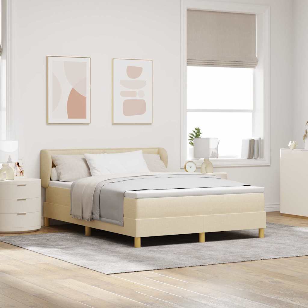 vidaXL Κρεβάτι με ελατήρια με στρώμα Κρεμ 140 x 200 cm ύφασμα