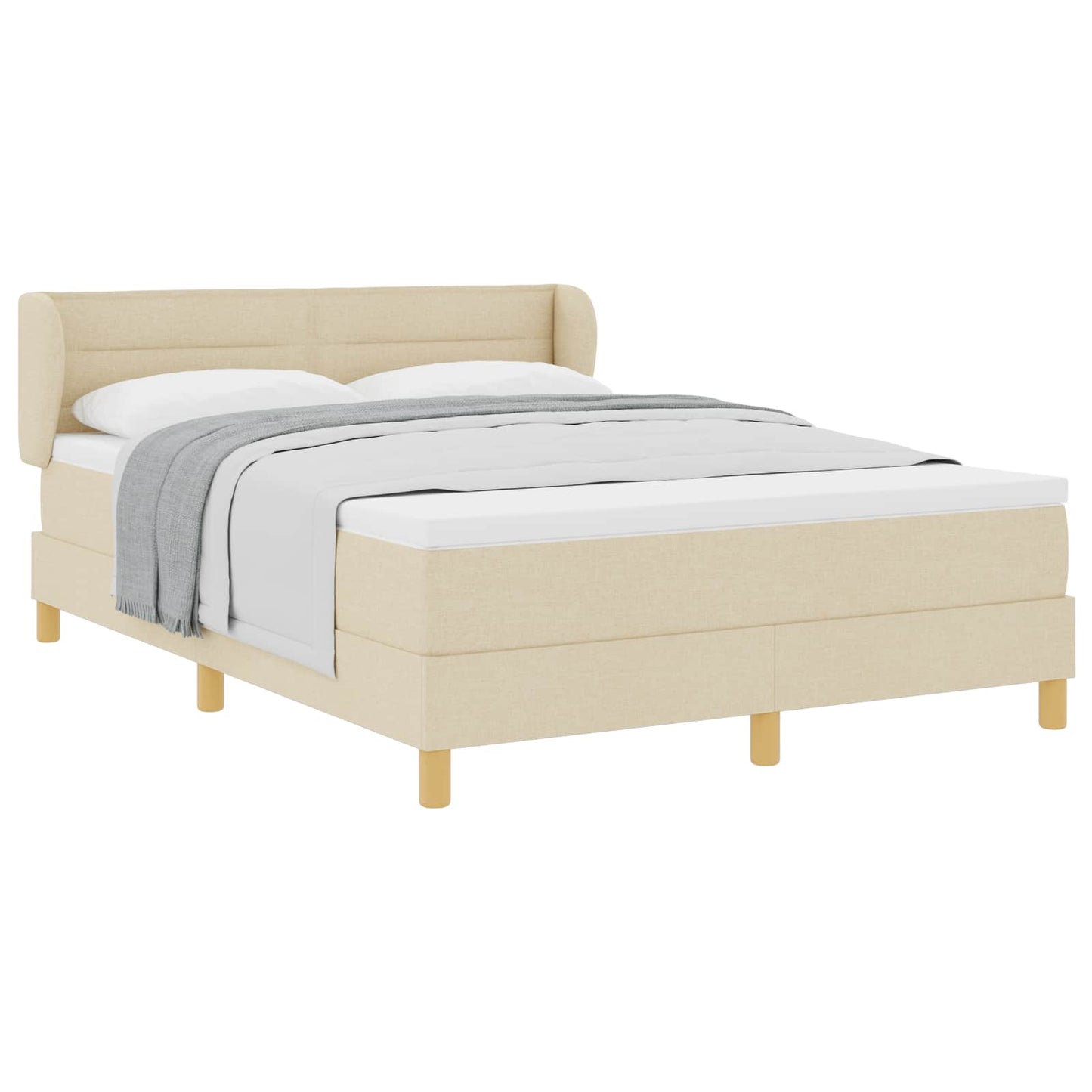 vidaXL Κρεβάτι με ελατήρια με στρώμα Κρεμ 140 x 200 cm ύφασμα