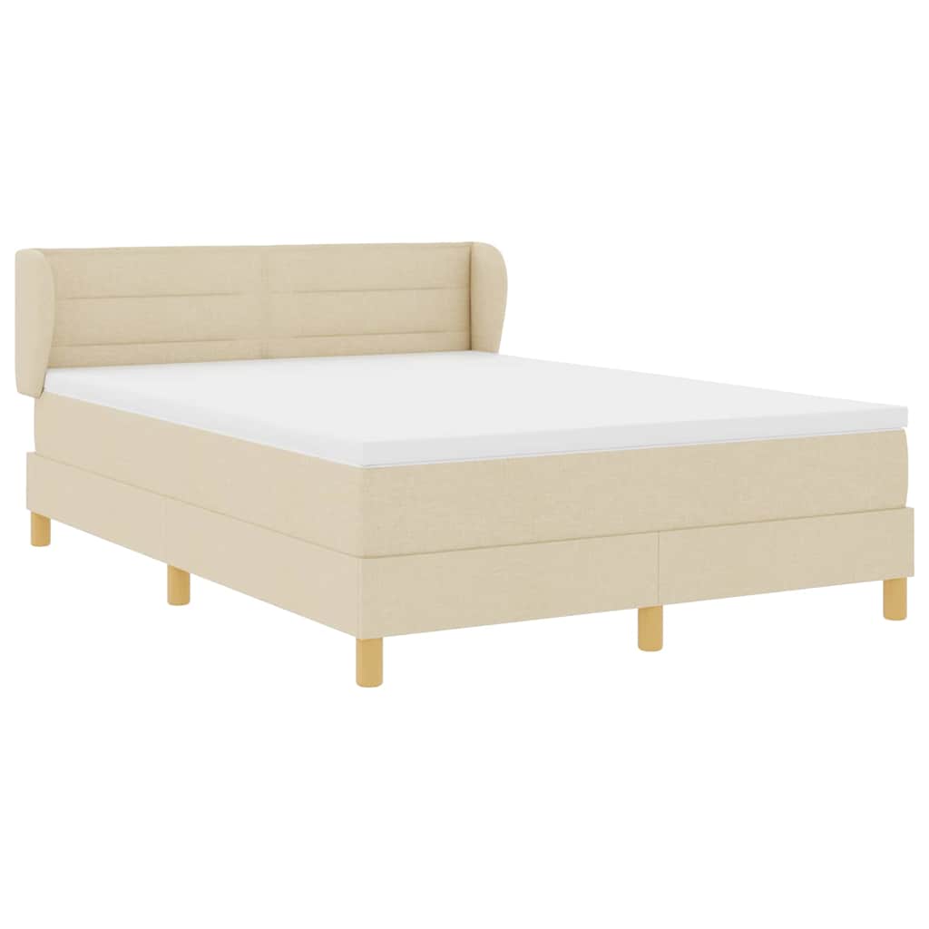 vidaXL Κρεβάτι με ελατήρια με στρώμα Κρεμ 140 x 200 cm ύφασμα