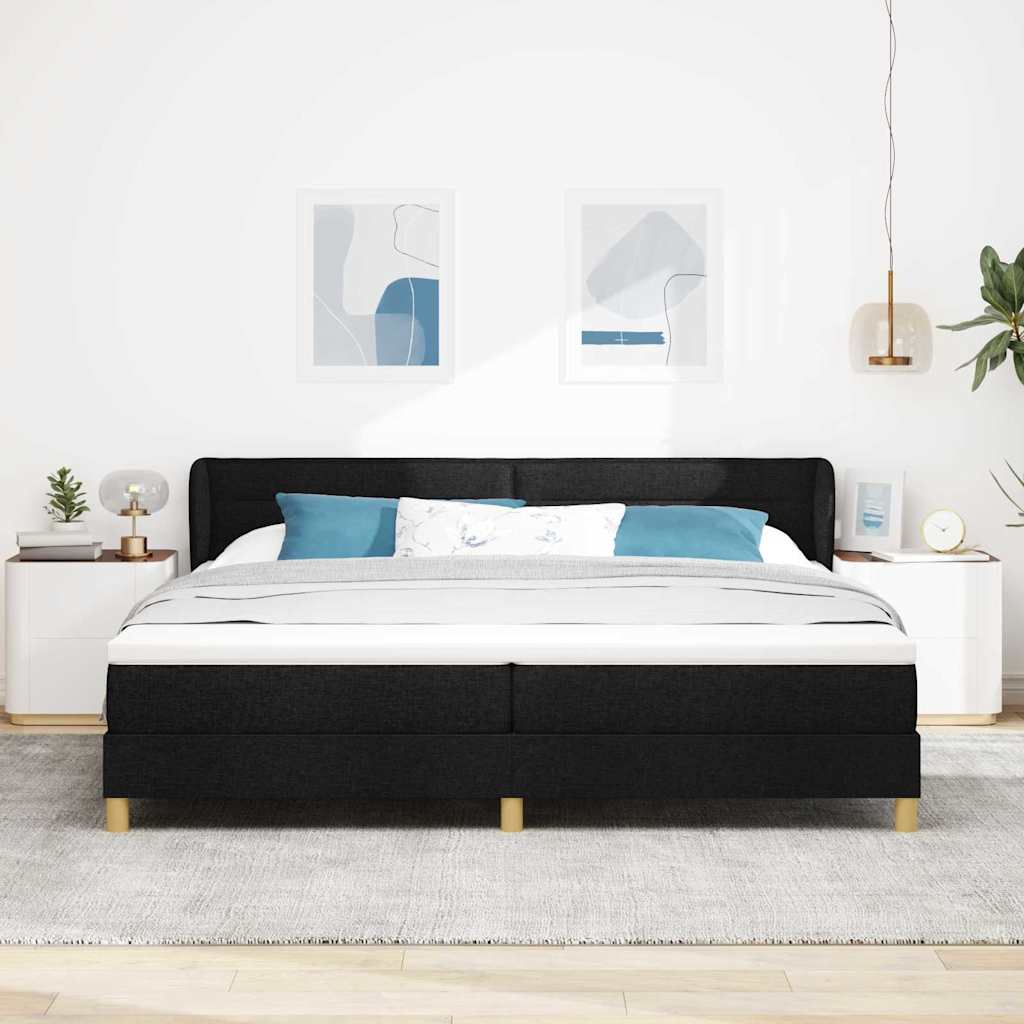 vidaXL Κρεβάτι με ελατήρια με στρώμα Μαύρο 200 x 200 cm ύφασμα