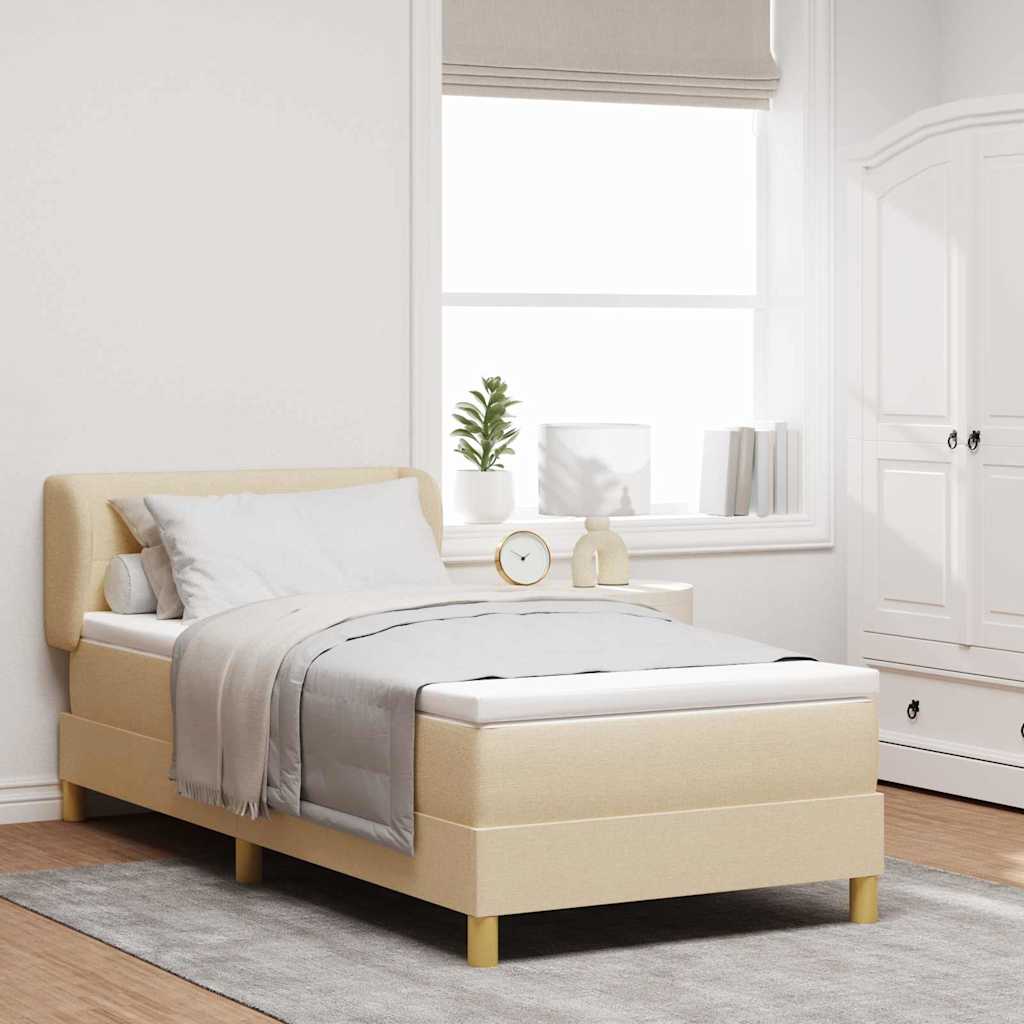vidaXL Κρεβάτι με ελατήρια με κεφαλάρι Κρεμ 80 x 200 cm ύφασμα