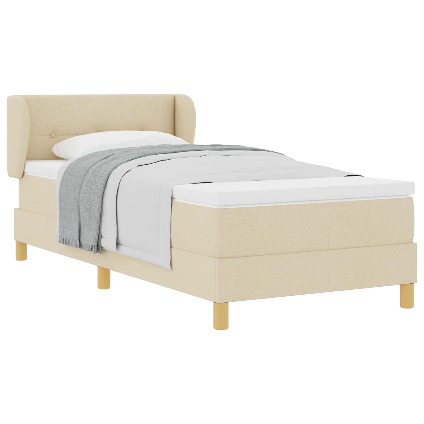 vidaXL Κρεβάτι με ελατήρια με κεφαλάρι Κρεμ 80 x 200 cm ύφασμα