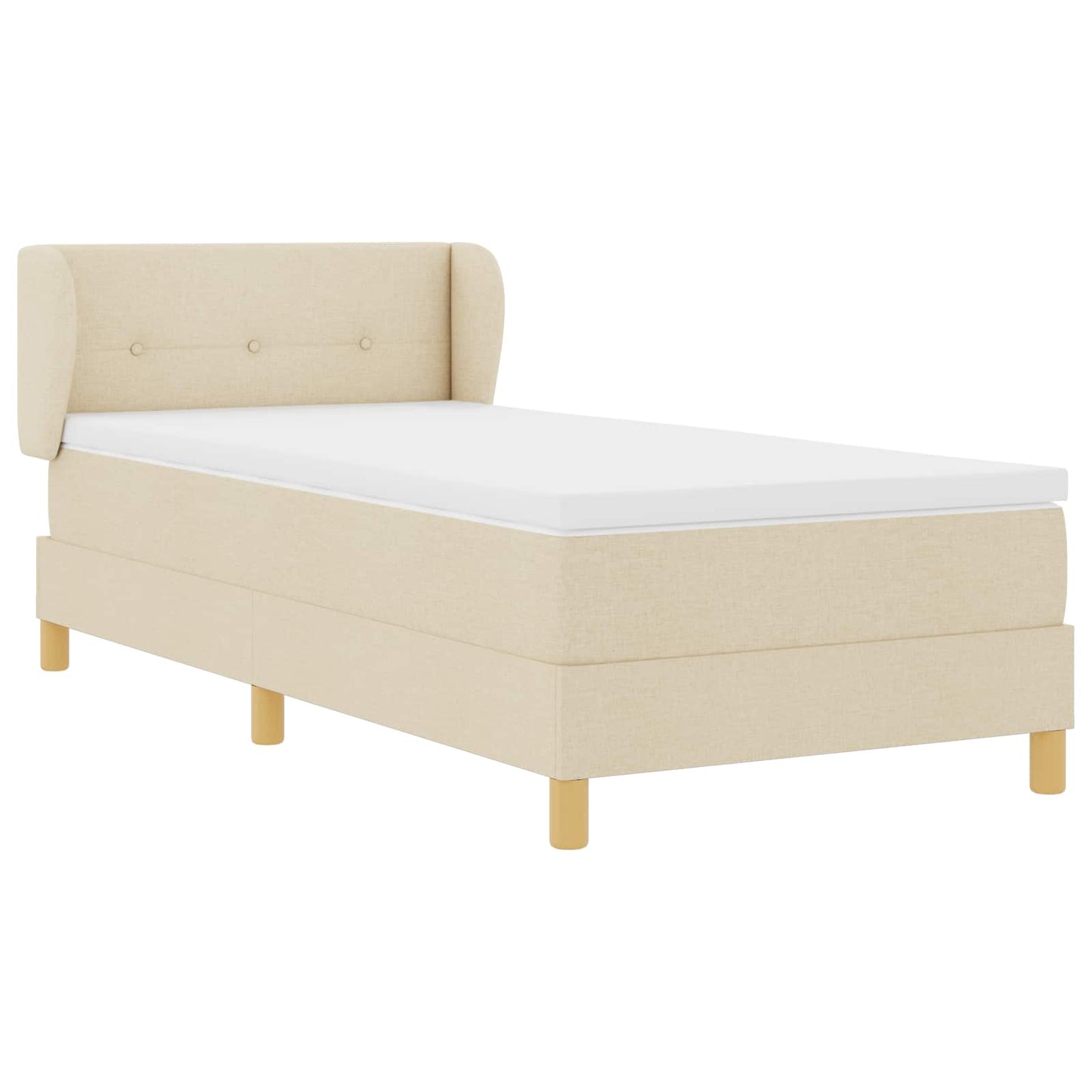 vidaXL Κρεβάτι με ελατήρια με κεφαλάρι Κρεμ 80 x 200 cm ύφασμα