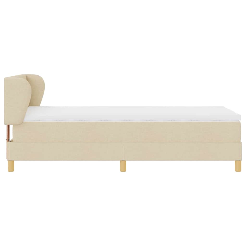 vidaXL Κρεβάτι με ελατήρια με κεφαλάρι Κρεμ 90 x 190 cm ύφασμα