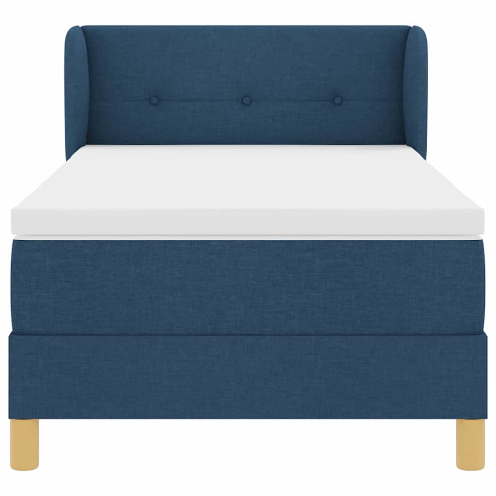vidaXL Κρεβάτι με ελατήρια με κεφαλάρι Μπλε 90 x 200 cm ύφασμα