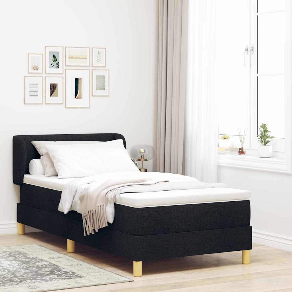 vidaXL Κρεβάτι με ελατήρια με κεφαλάρι Μαύρο 100 x 200 cm ύφασμα