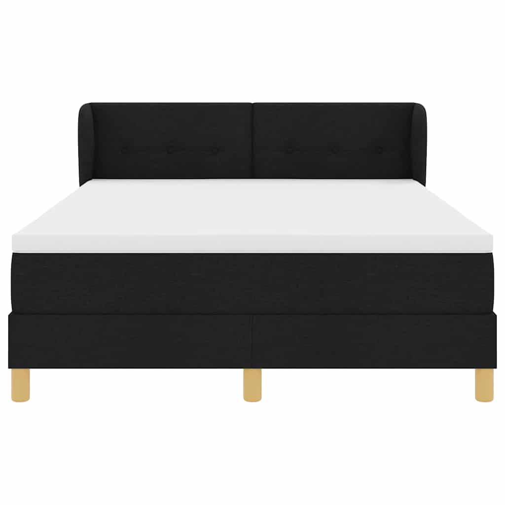 vidaXL Κρεβάτι με ελατήρια με κεφαλάρι Μαύρο 140 x 190 cm ύφασμα