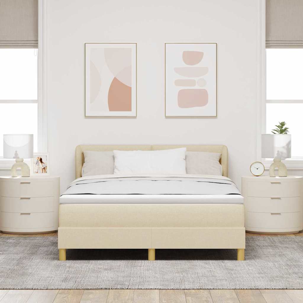 vidaXL Κρεβάτι με ελατήρια με κεφαλάρι Κρεμ 140 x 190 cm ύφασμα
