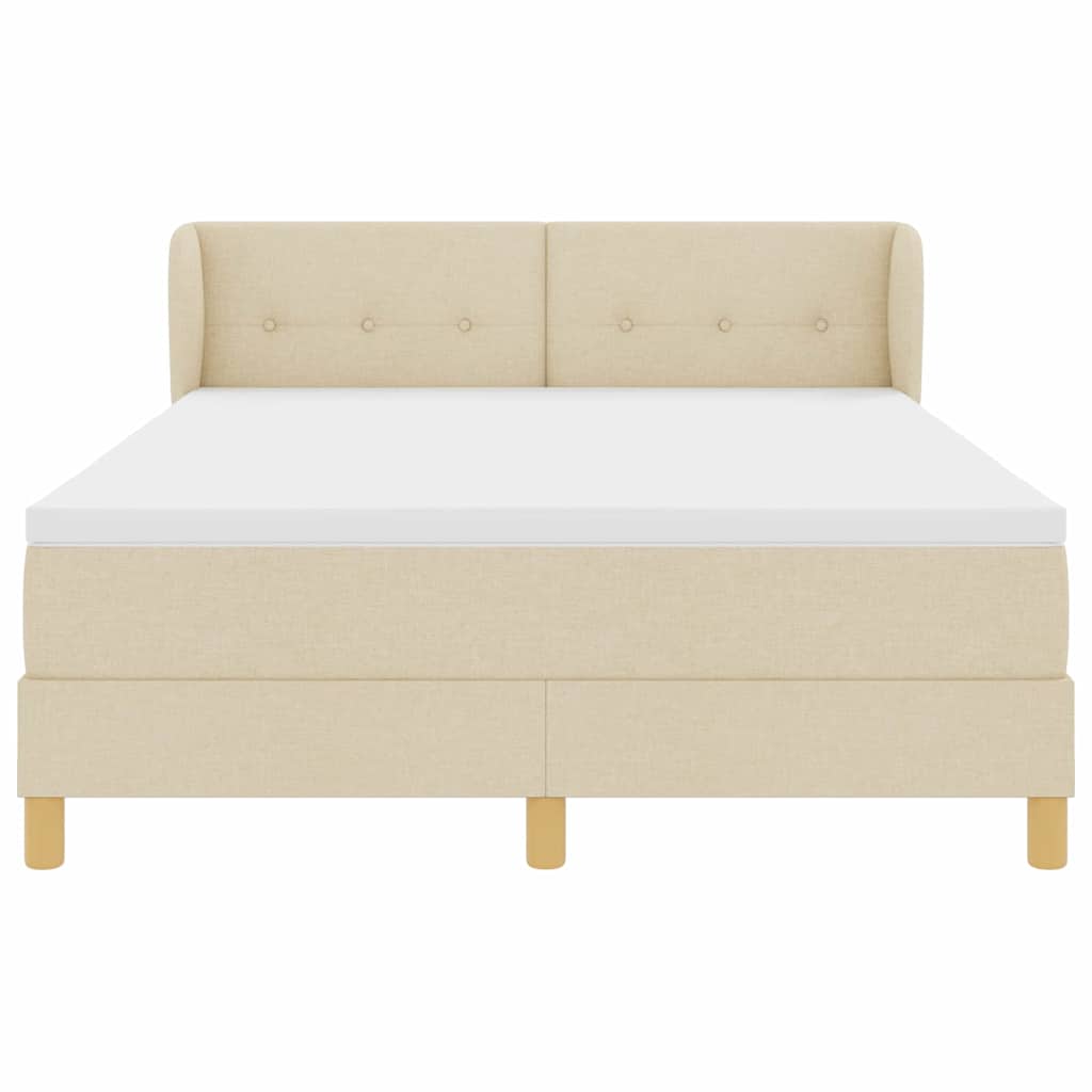 vidaXL Κρεβάτι με ελατήρια με κεφαλάρι Κρεμ 140 x 190 cm ύφασμα