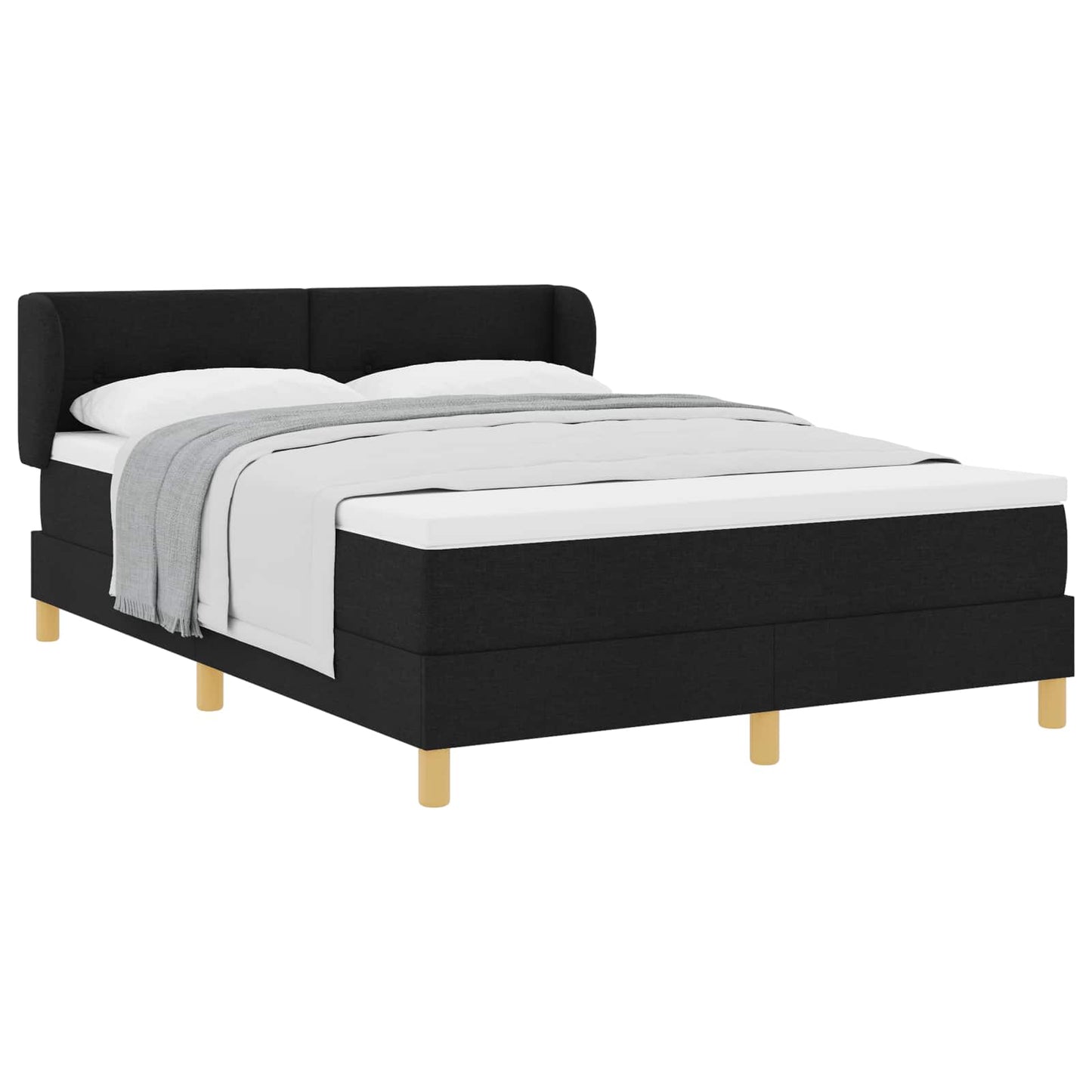 vidaXL Κρεβάτι με ελατήρια με κεφαλάρι Μαύρο 140 x 200 cm ύφασμα