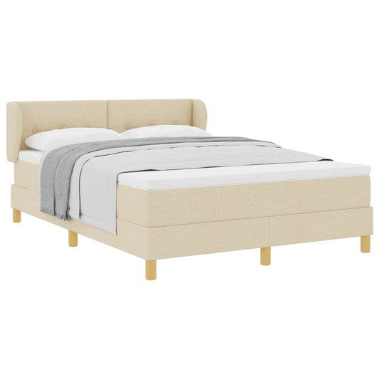 vidaXL Κρεβάτι με ελατήρια με κεφαλάρι Κρεμ 140 x 200 cm ύφασμα