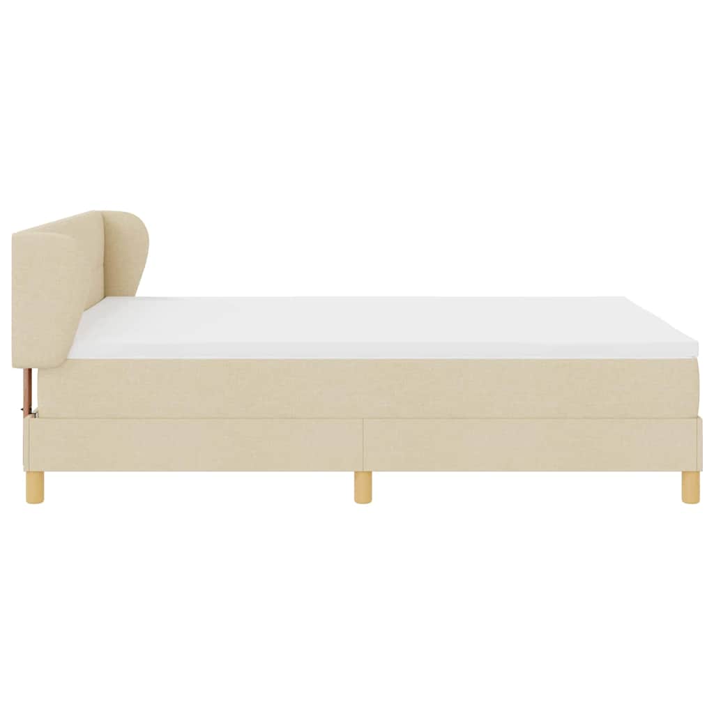 vidaXL Κρεβάτι με ελατήρια με κεφαλάρι Κρεμ 140 x 200 cm ύφασμα