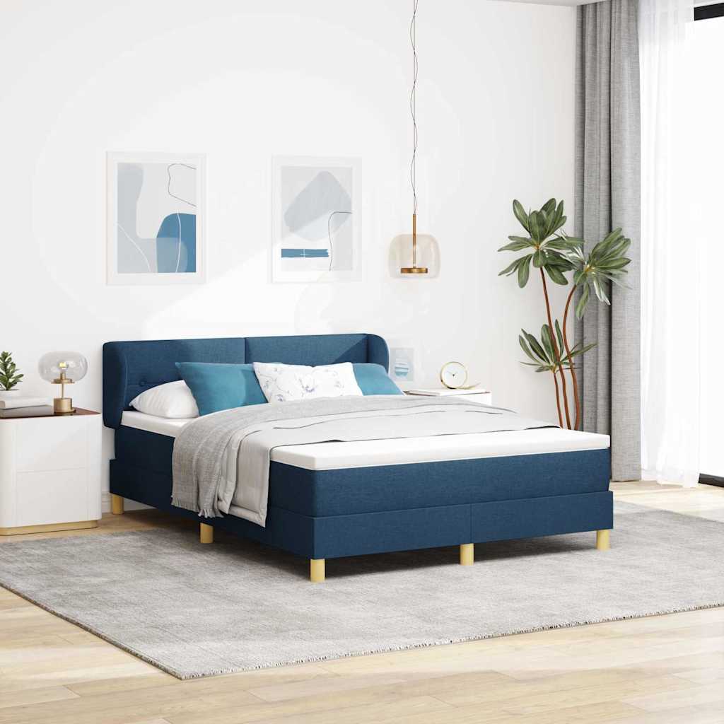 vidaXL Κρεβάτι με ελατήρια με κεφαλάρι Μπλε 140 x 200 cm ύφασμα