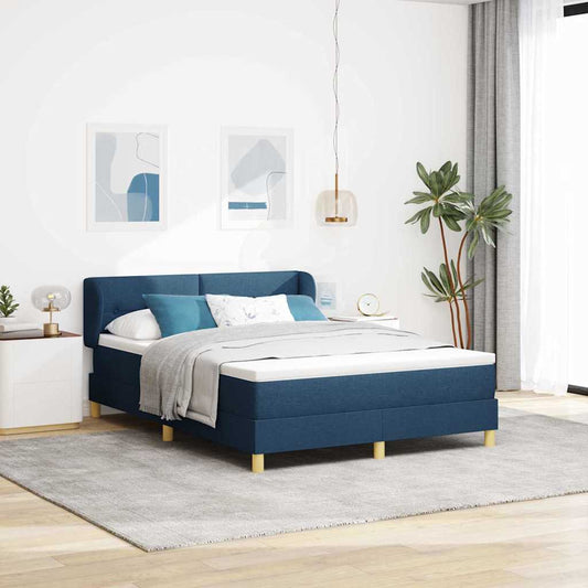 vidaXL Κρεβάτι με ελατήρια με κεφαλάρι Μπλε 140 x 200 cm ύφασμα