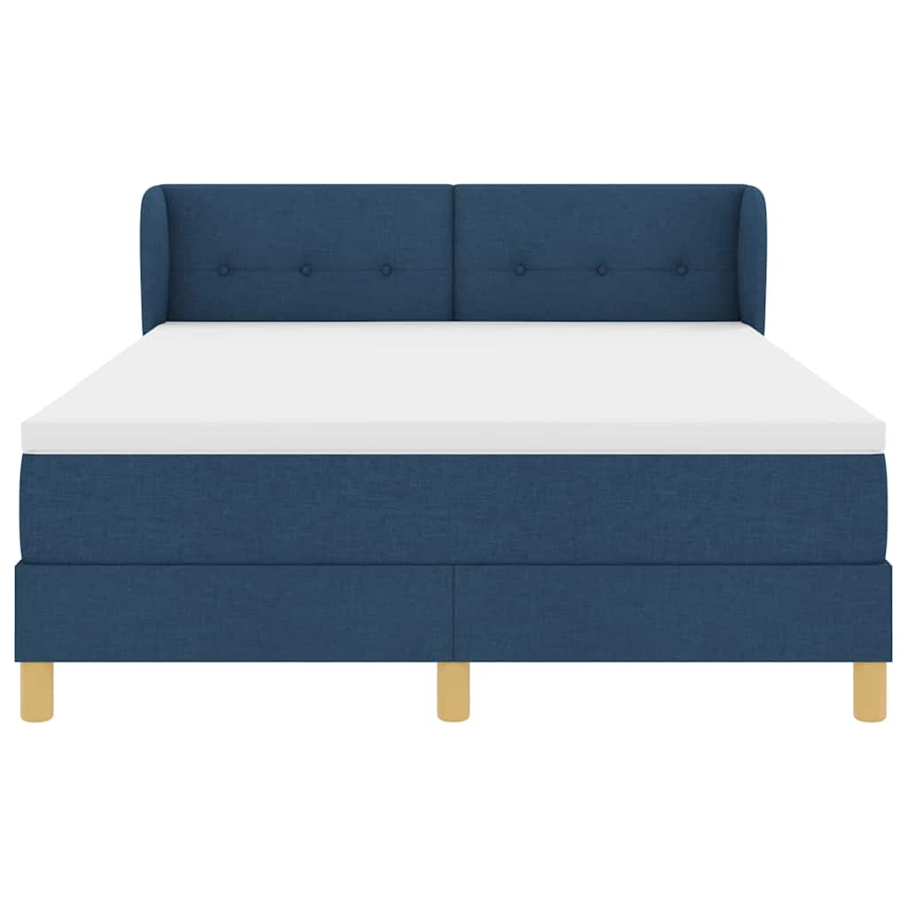 vidaXL Κρεβάτι με ελατήρια με κεφαλάρι Μπλε 140 x 200 cm ύφασμα