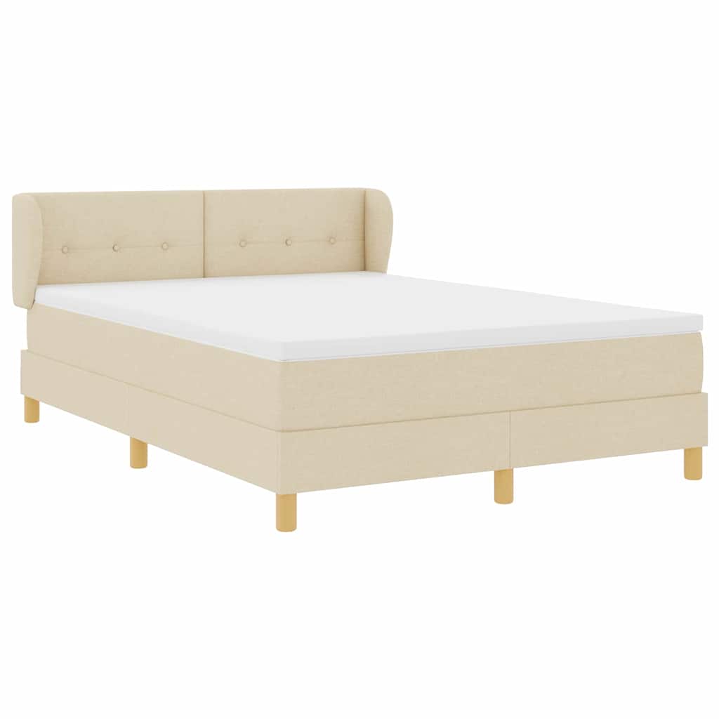 vidaXL Κρεβάτι με ελατήρια με κεφαλάρι Κρεμ 160 x 200 cm ύφασμα