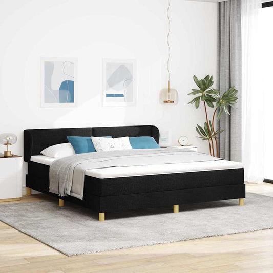 vidaXL Κρεβάτι με ελατήρια με κεφαλάρι Μαύρο 180 x 200 cm ύφασμα