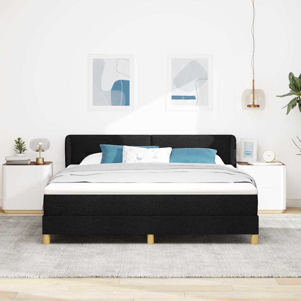 vidaXL Κρεβάτι με ελατήρια με κεφαλάρι Μαύρο 180 x 200 cm ύφασμα