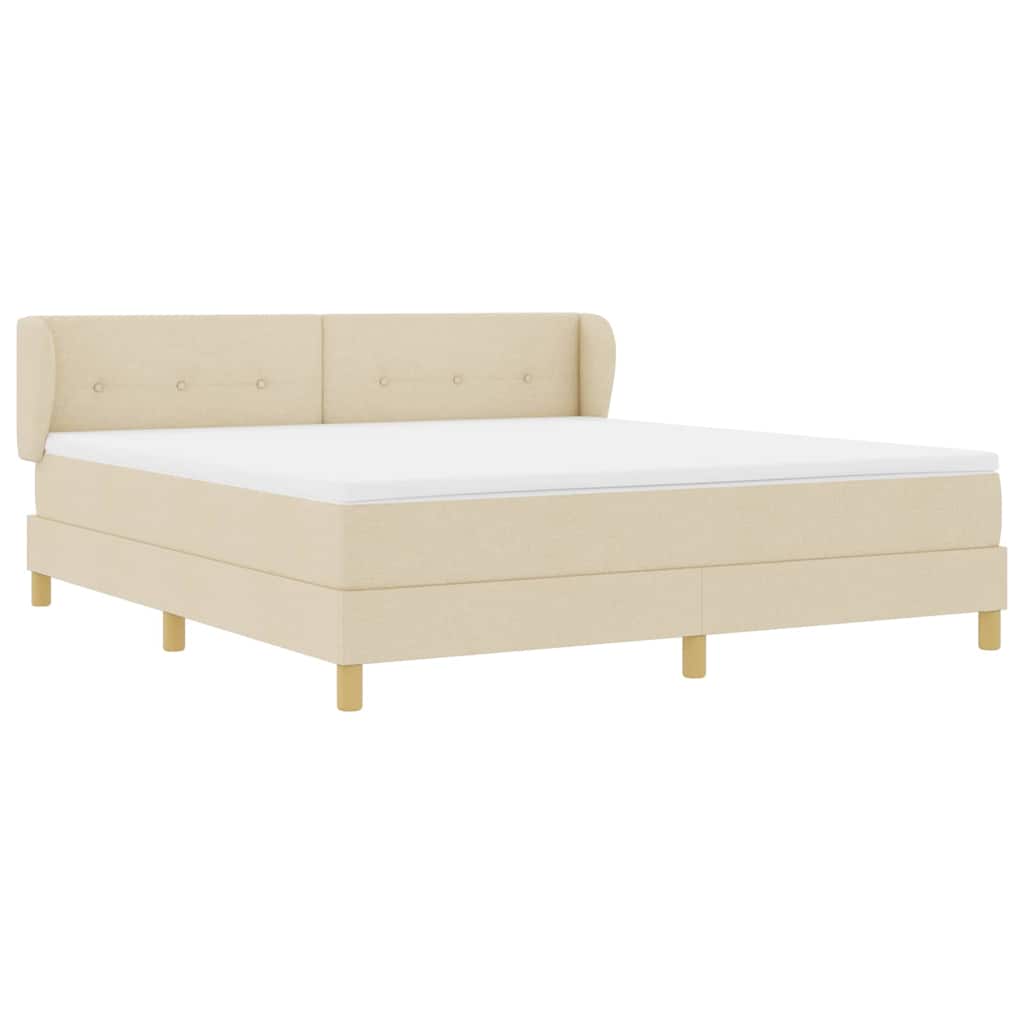 vidaXL Κρεβάτι με ελατήρια με κεφαλάρι Κρεμ 180 x 200 cm ύφασμα