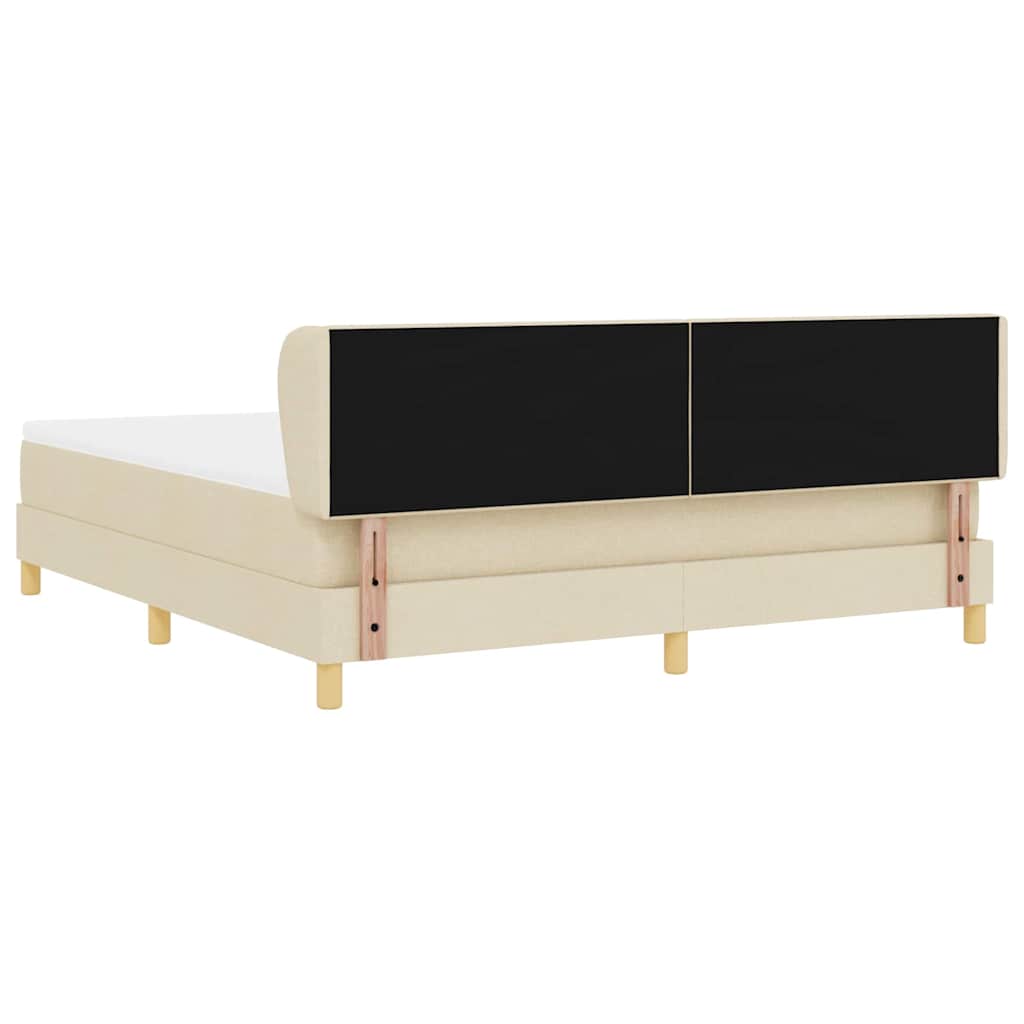 vidaXL Κρεβάτι με ελατήρια με κεφαλάρι Κρεμ 180 x 200 cm ύφασμα