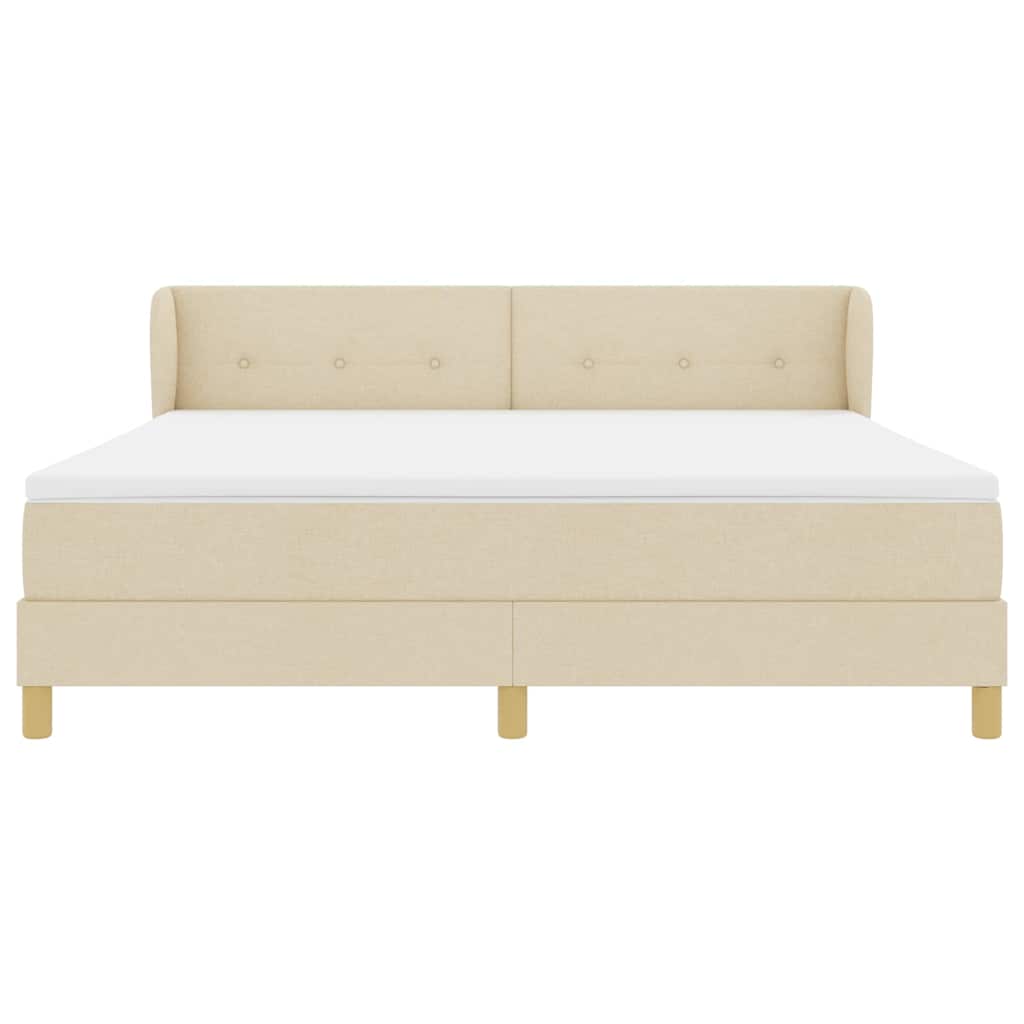 vidaXL Κρεβάτι με ελατήρια με κεφαλάρι Κρεμ 180 x 200 cm ύφασμα