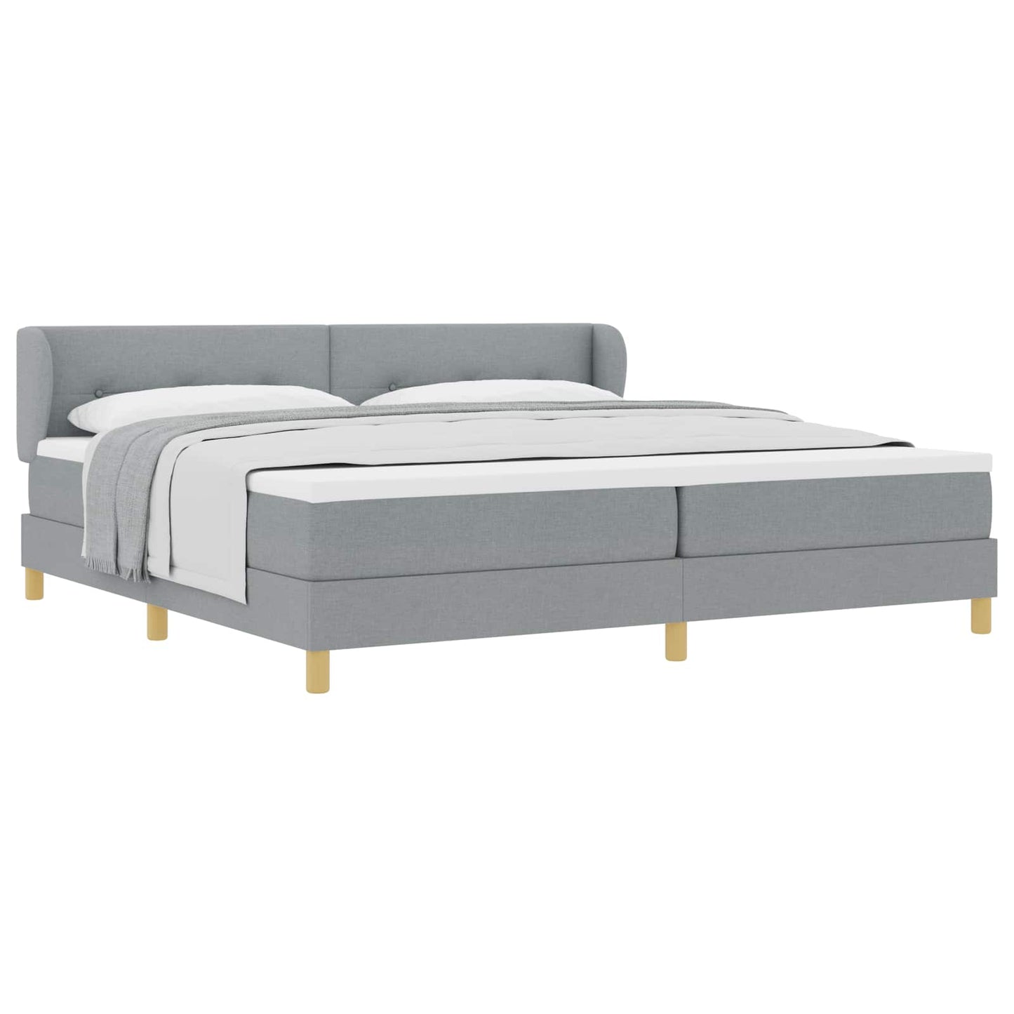 vidaXL Κρεβάτι με ελατήρια Ανοιχτό γκρι 200 x 200 cm ύφασμα