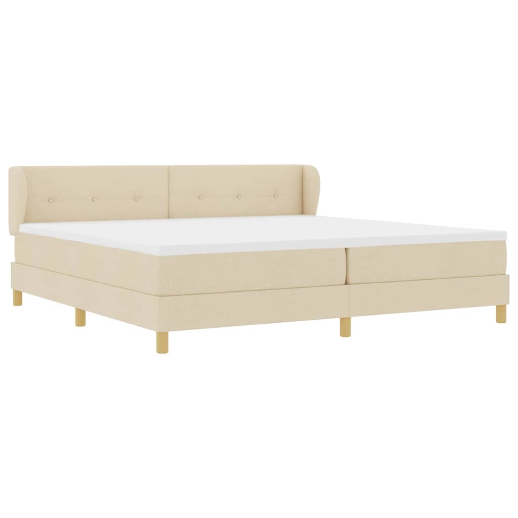 vidaXL Κρεβάτι με ελατήρια με κεφαλάρι Κρεμ 200 x 200 cm ύφασμα