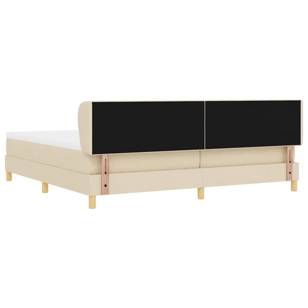 vidaXL Κρεβάτι με ελατήρια με κεφαλάρι Κρεμ 200 x 200 cm ύφασμα