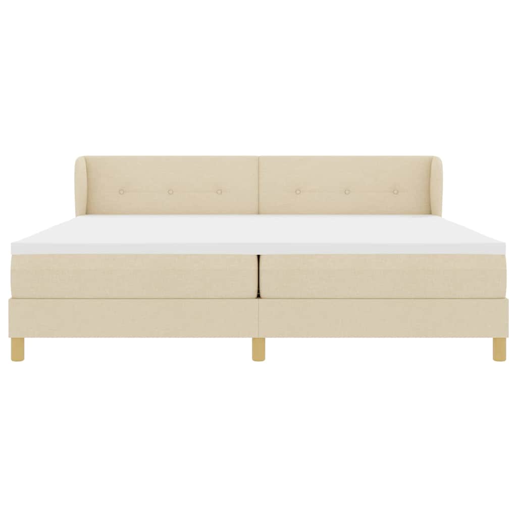 vidaXL Κρεβάτι με ελατήρια με κεφαλάρι Κρεμ 200 x 200 cm ύφασμα