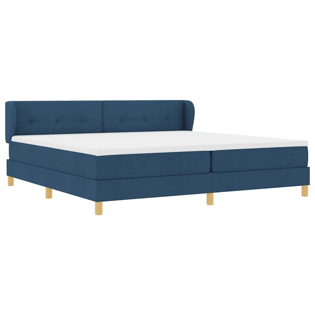 vidaXL Κρεβάτι με ελατήρια με κεφαλάρι Μπλε 200 x 200 cm ύφασμα