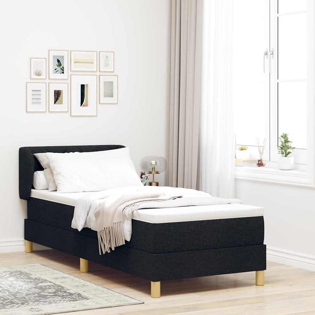 vidaXL Κρεβάτι με ελατήρια με κεφαλάρι Μαύρο 80 x 200 cm ύφασμα