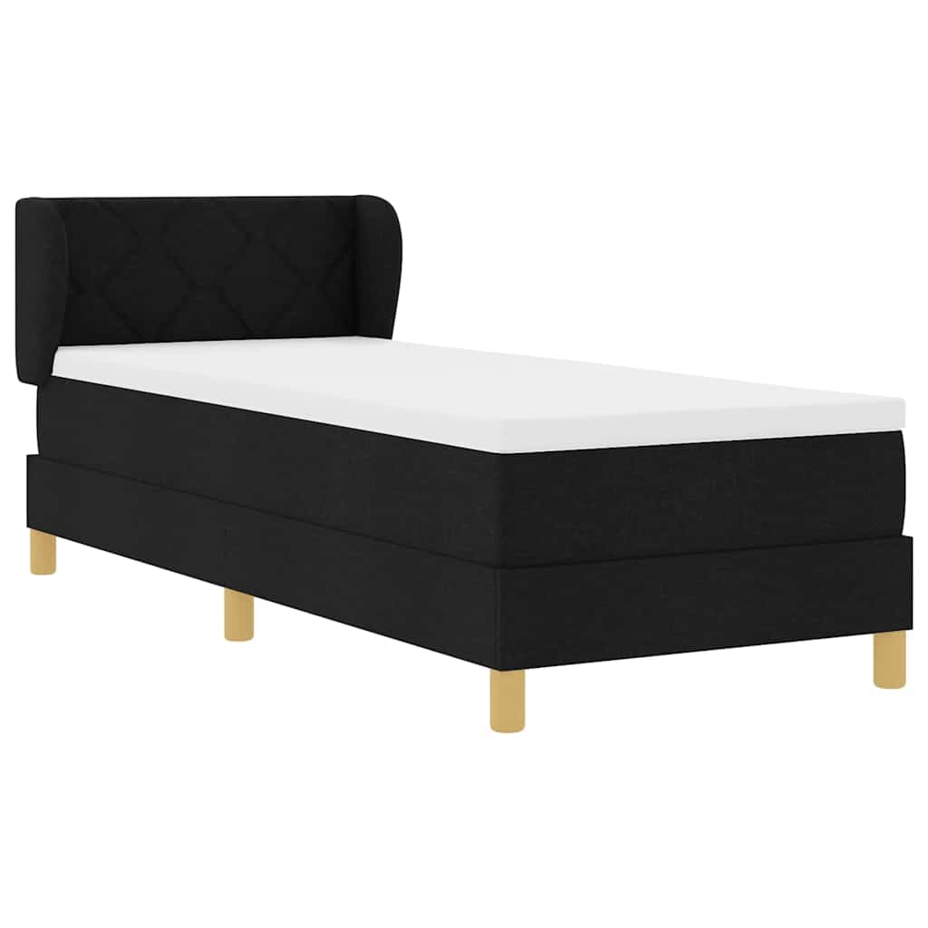 vidaXL Κρεβάτι με ελατήρια με κεφαλάρι Μαύρο 80 x 200 cm ύφασμα