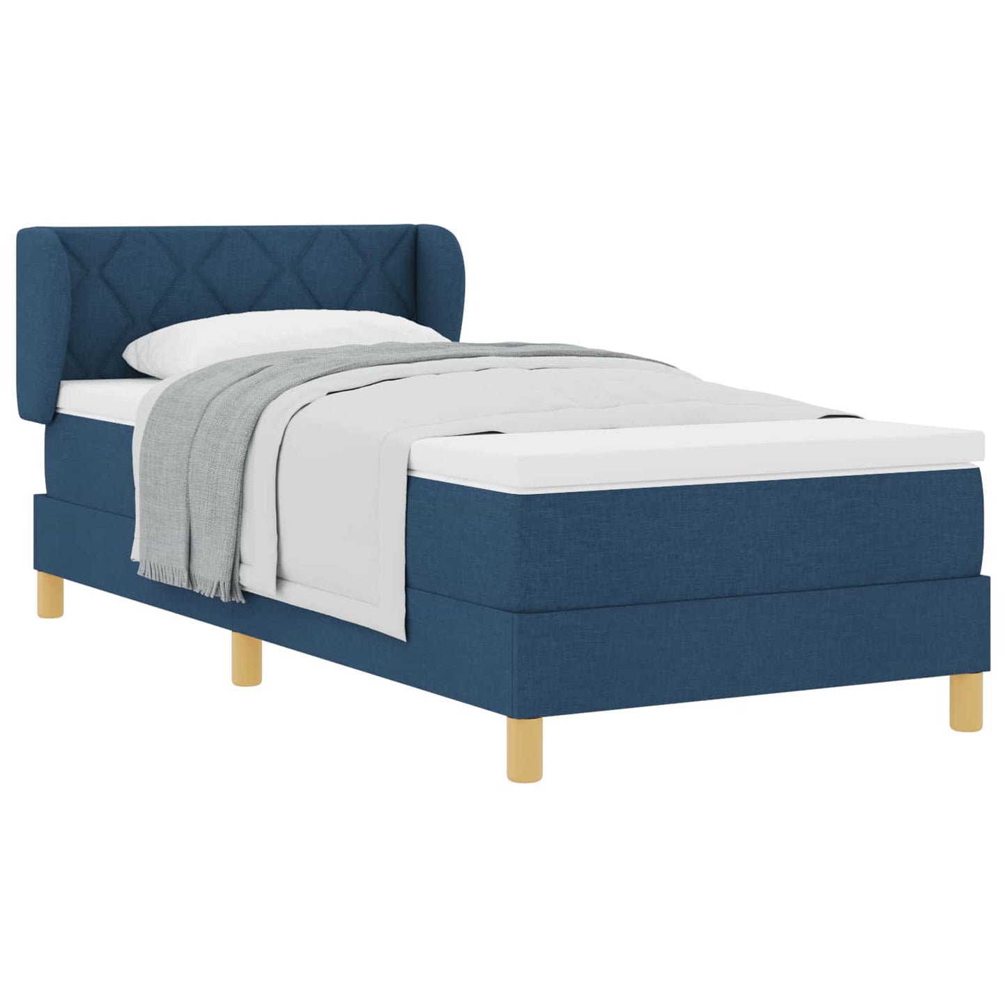 vidaXL Κρεβάτι με ελατήρια με κεφαλάρι Μπλε 90 x 190 cm ύφασμα