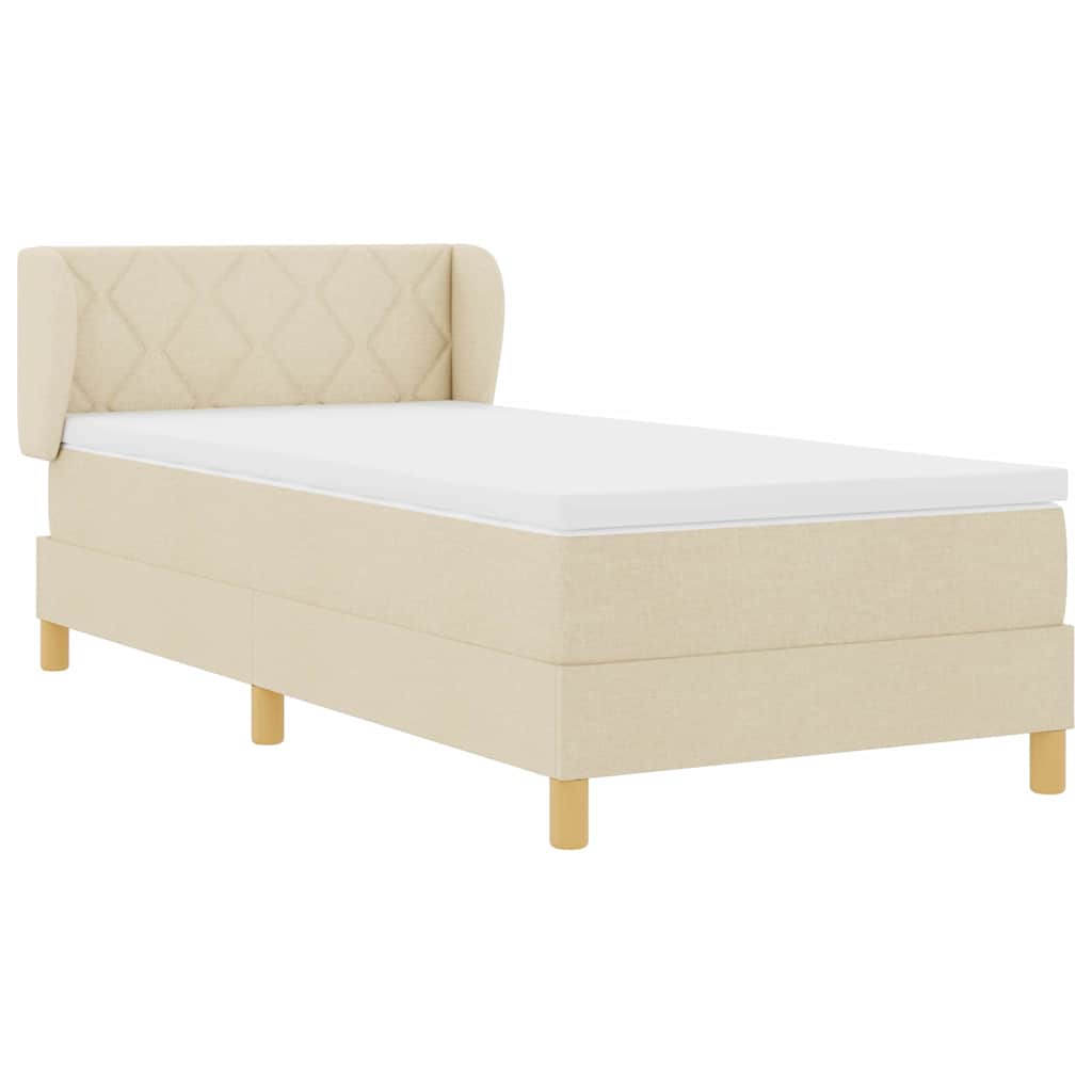 vidaXL Κρεβάτι με ελατήρια με κεφαλάρι Κρεμ 90 x 200 cm ύφασμα