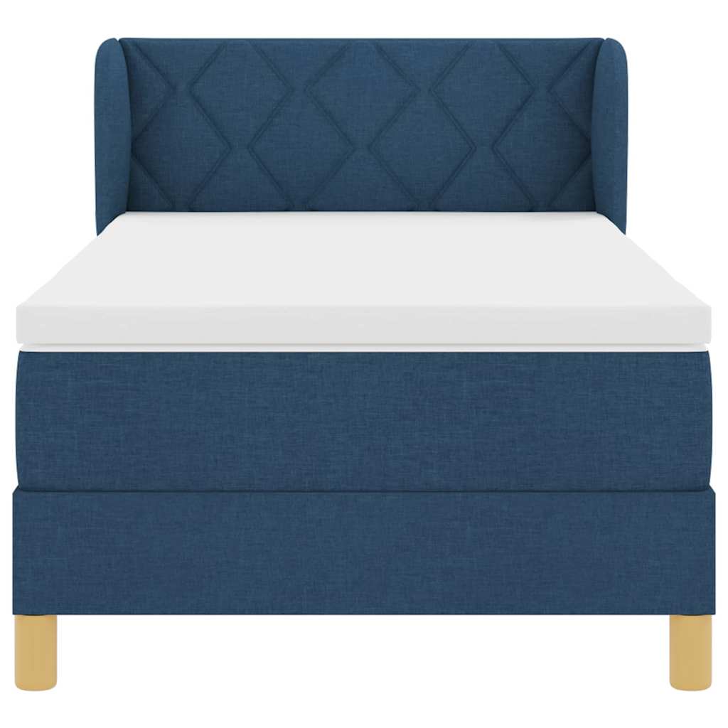 vidaXL Κρεβάτι με ελατήρια με κεφαλάρι Μπλε 90 x 200 cm ύφασμα