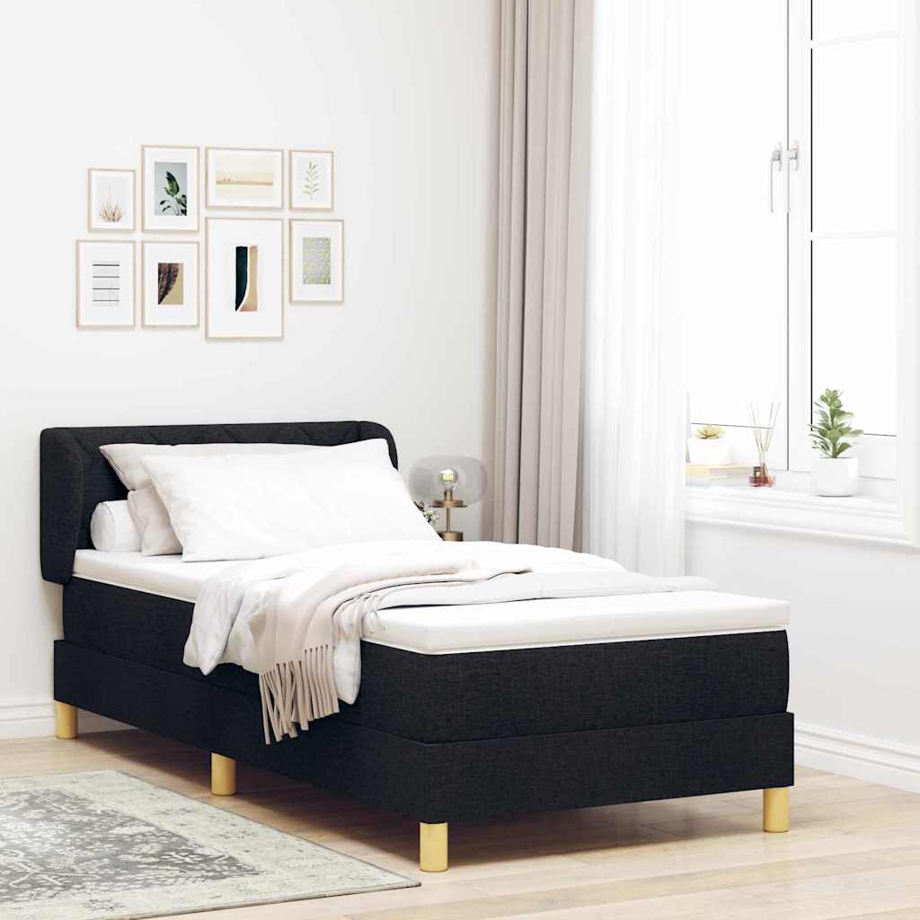 vidaXL Κρεβάτι με ελατήρια με κεφαλάρι Μαύρο 100 x 200 cm ύφασμα