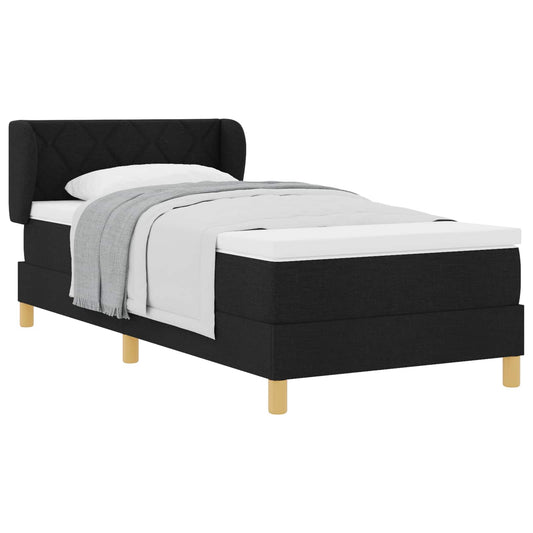vidaXL Κρεβάτι με ελατήρια με κεφαλάρι Μαύρο 100 x 200 cm ύφασμα