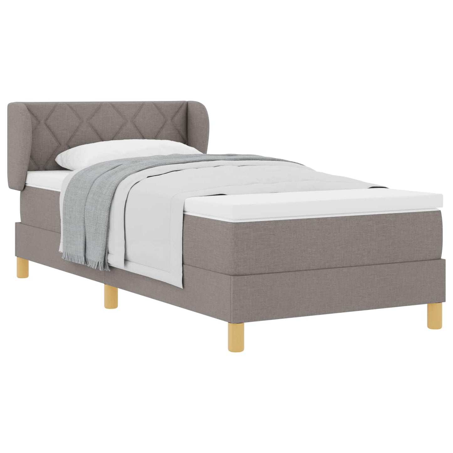vidaXL Κρεβάτι με ελατήρια με κεφαλάρι Taupe 100 x 200 cm ύφασμα