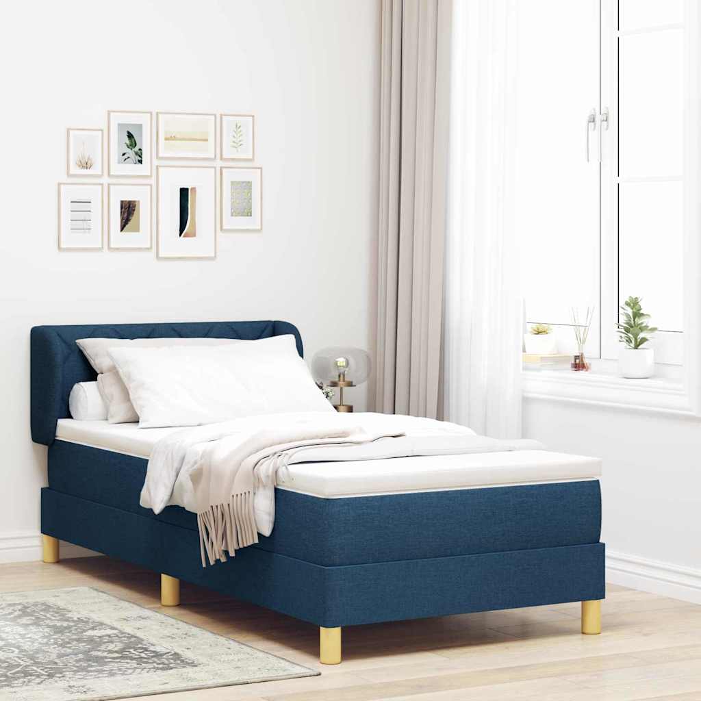 vidaXL Κρεβάτι με ελατήρια με κεφαλάρι Μπλε 100 x 200 cm ύφασμα