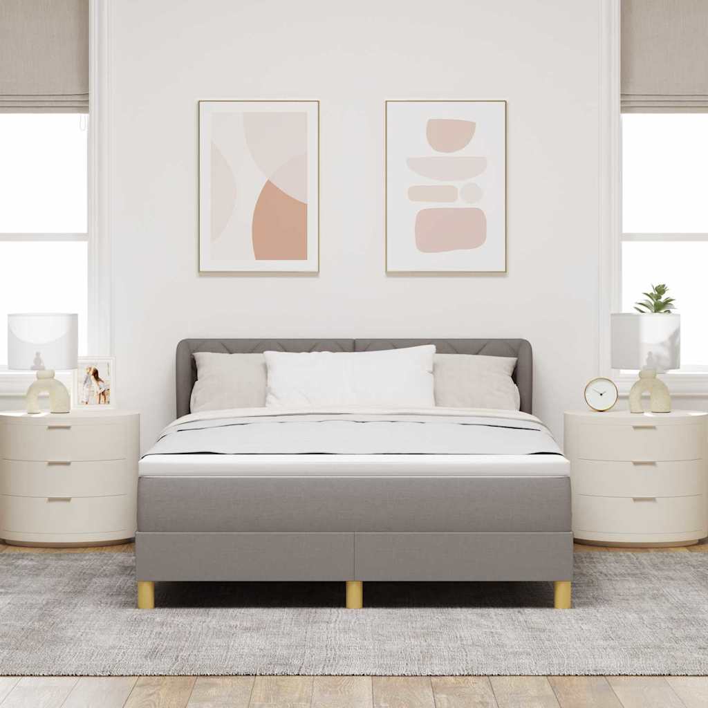 vidaXL Κρεβάτι με ελατήρια με κεφαλάρι Taupe 140 x 190 cm ύφασμα